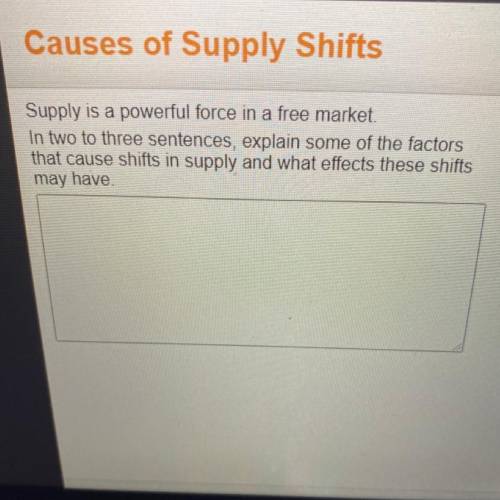 Causes of Supply Shifts

Supply is a powerful force in a free market.
In two to three sentences, e