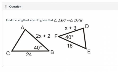 Find the length of side FD given that