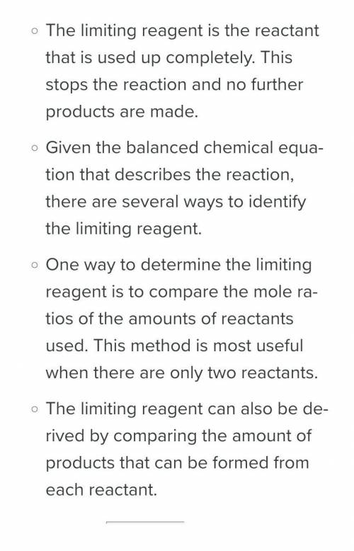Which of the following statements best describes a limiting reactant? (5 points)