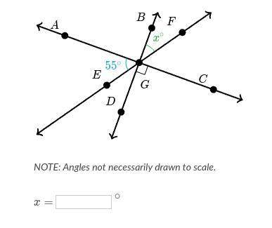 NOTE: Angles not necessarily drawn to scale.
X = ____ degrees