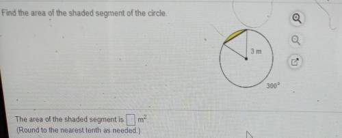Find the area of the shaded segment of the circle​