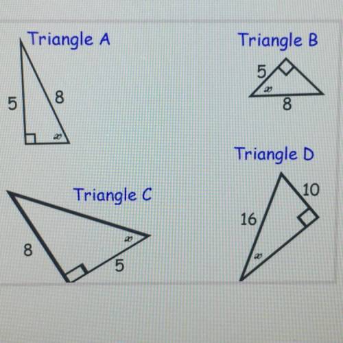 In which triangle is cos x = 5/8?