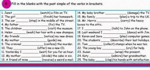 Fill in the blanks with the past simple of the verbs in the bracketsAyudaaa​