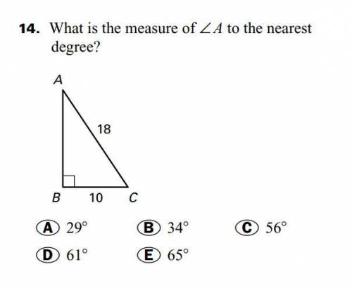 What is the measure of angle a to the nearest degree?