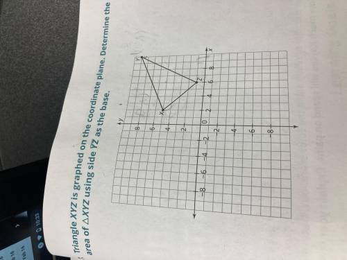 Triangle XYZ is graphed on the coordinate plane. Determine the area of triangle XYZ using side YZ a