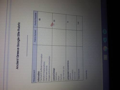 Can you give me the answere to all of this there are 2 picture the rubric and the boxes