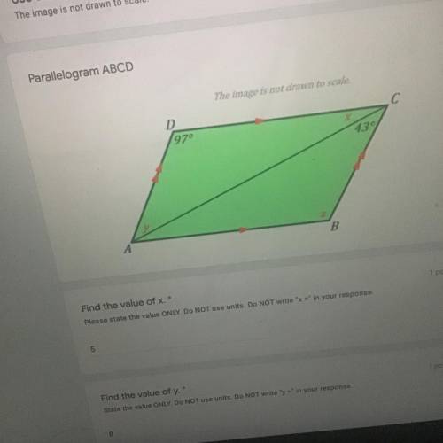 Parallelogram ABCD (Easy question)
Find the value of x and y