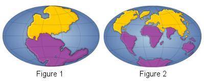 Select ALL the correct answers.

Figure 1 shows how Earth’s surface looked 250 MYA. Today, it look