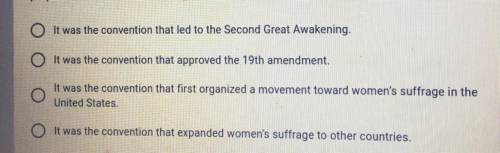 Which statement BEST describes the role the Seneca Falls Convention

played in the women's suffrag