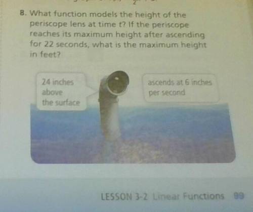What function models the height of the periscope lens at time (variable it t)? If the periscope rea
