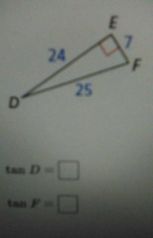 Find the tangents of the acute angle in the right triangle. write each answer as a fraction​