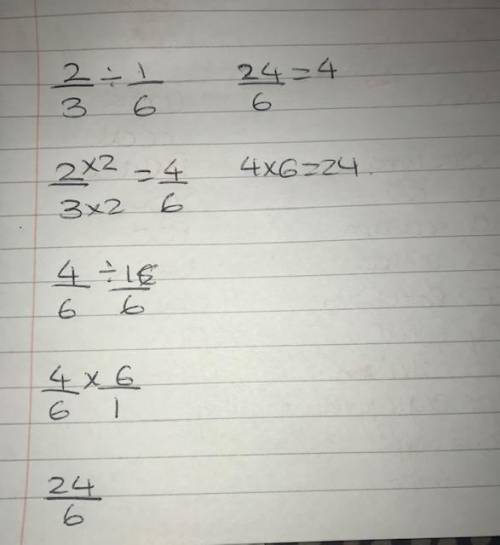 How do you rewrite 2/3 divided by 1/6 using a common denominator