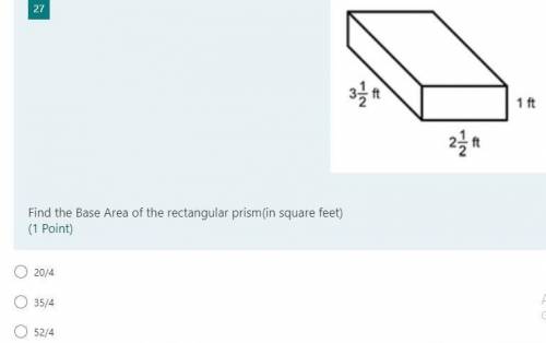 Find the Base Area of the rectangular prism(in square feet)