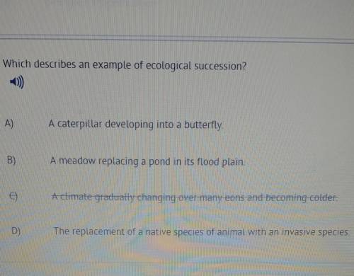 Which describes an example of ecological succession?​