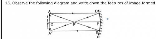 Observe the following diagram and write down the features of image formed.