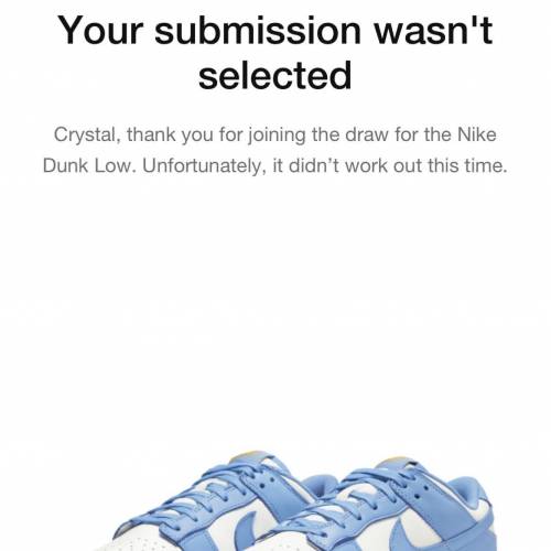 Who else got that L on the snkrs app this morning:(