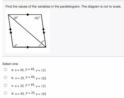 30 POINTS! PLEASE HELP ME OUT! Find the values of the variables in the parallelogram. The diagram i