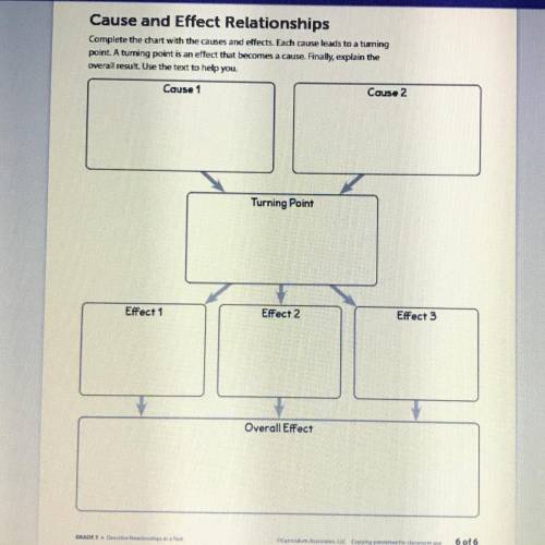 Cause and Effect Relationships

Complete the chart with the causes and effects. Each cause leads t