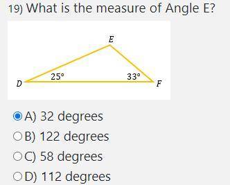 What is the measure of Angle E?