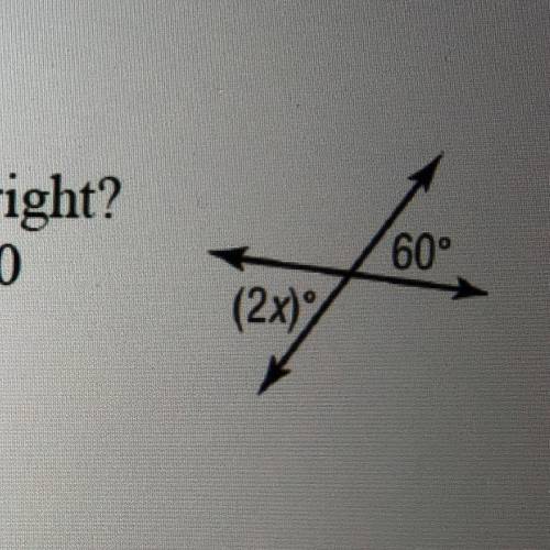 Answer asap!!! PLS HELP.

what is the value of x in the figure?? 
a. 90
b. 60
c. 120
d. 30