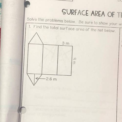 1. Find the total surface area of the net below