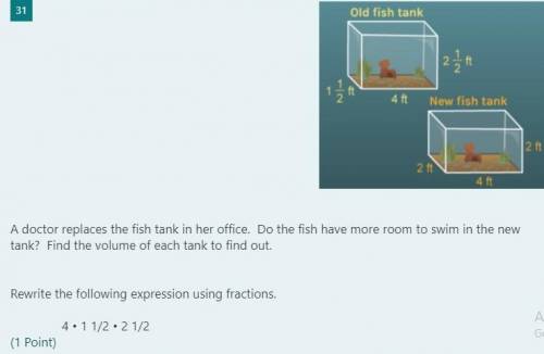 A doctor replaces the fish tank in her office. Do the fish have more room to swim in the new tank?