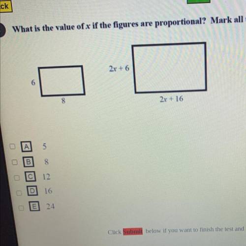 What is the value of x if the figures are proportional?