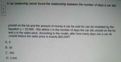After how many days can a car sit unsold before the sales price is $22,000 ?​