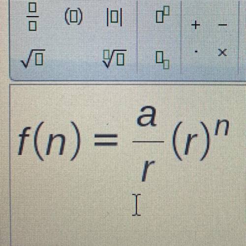 Enter the correct answer in the box.

The explicit formula for a certain geometric sequence is f(n