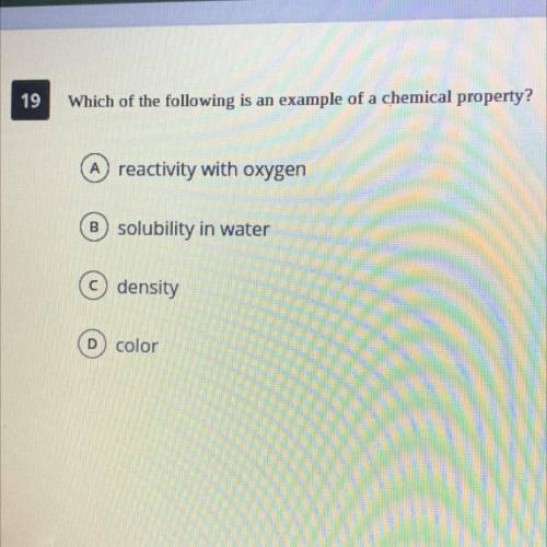 Which of the following is and example of a chemical property?