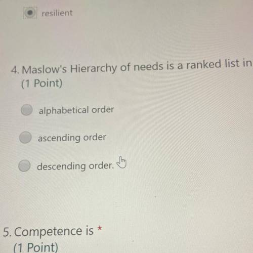 Maslow's Hierarchy of needs is a ranked list in
