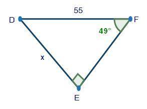 Use ΔDEF, shown below, to answer the question that follows:

What is the value of x rounded to the