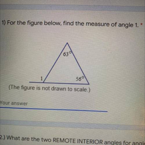 For the figure below, find the measure of angle 1.