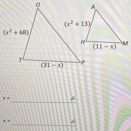 Given the similar polygons, what are the two values of acts? Leave it in reduced fraction form if n