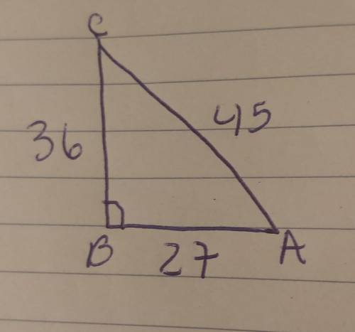 Write the trigometric ratios for the given right triangle simplity your answer

Sin C = Cos A= Tan