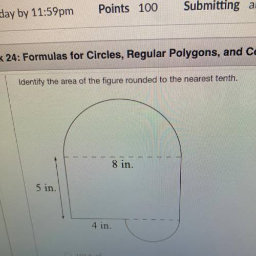 Identify the area of the figure rounded to the nearest tenth