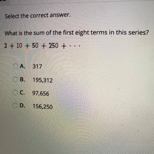 What is the sum of the first eight terms in this series? PLEASE HELP PICTURE IS PROVIDED!!!
