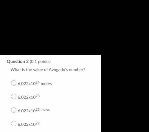 Please help!! 
What is the value of Avogado's number?