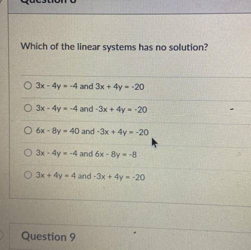 Which of the linear solution has no solution?