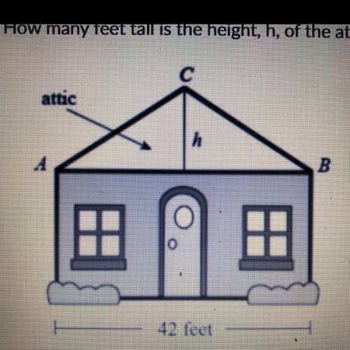 The figure below shows a house with an attic, represented by triangle ABC with AC =BC. The distance