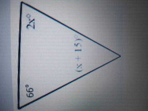 Solve for value the two angles in the triangle and classify the triangle using the sides and angles