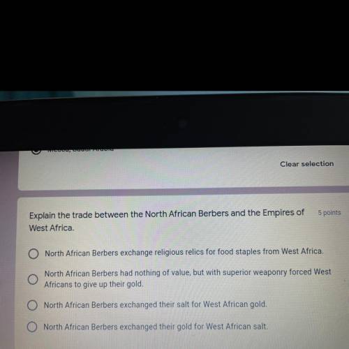Explain the trade between the North African Berbers and the Empires of
West Africa.