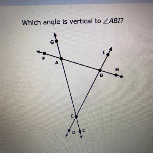 Which angle in the graph is vertical to ABI?