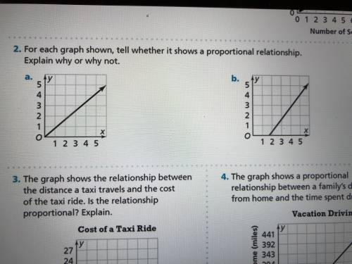 For each graph shown tell whether it shows a proportional relationship
