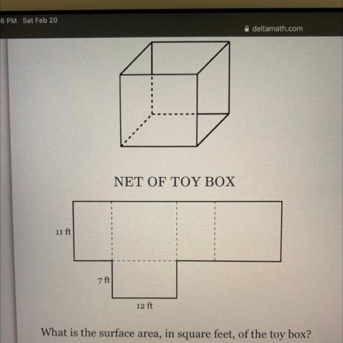 What is the surface area, in square feet, of the toy box?