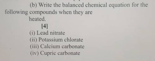 Write the balanced chemical Equation for the following when they are heated ​
