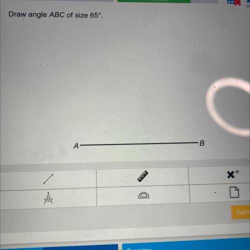 3
50%
Draw angle ABC of size 65º.
A-
B
X+