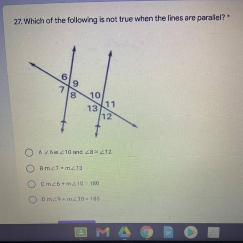 Which of the following is not true when the lines are parallel?