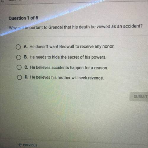Why is it important to Grendel that his death be viewed as an accident?