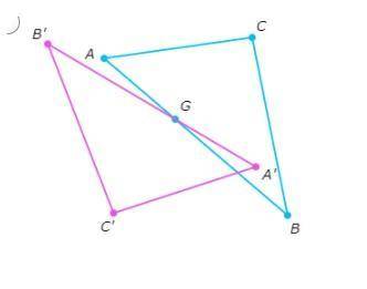 Which diagram shows ABC rotated 170 clockwise about G? First picture is the diagram.